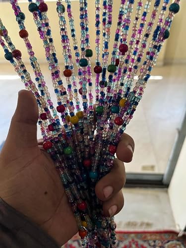 Rideau de perles de verre multicolores de style bohème hippie pour portes et fenêtres, couloir, entrée, placard mural et décoration de chambre à coucher,...