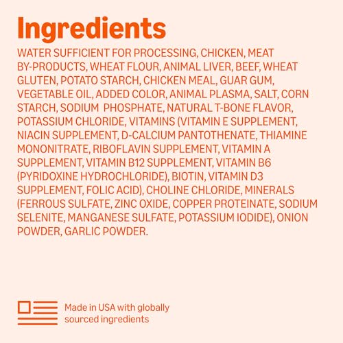 Image of Amazon Basics Wet Dog Food, Cuts in Gravy, T-Bone Flavor, Made with Real Chicken and Beef, 13.2 oz can (Pack of 12)