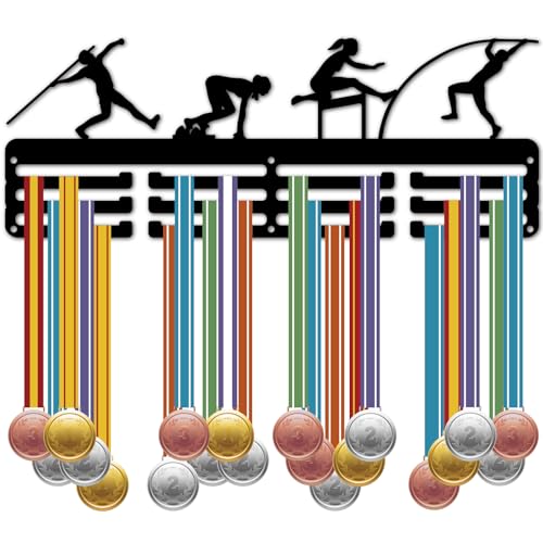 CREATCABIN - CREATCABIN Support de médailles d'athlétisme - Support mural en fer pour accrocher des médailles, course à pied, saut, lancer des médaillés, récompenses de médailles, 40 x 15,9 cm