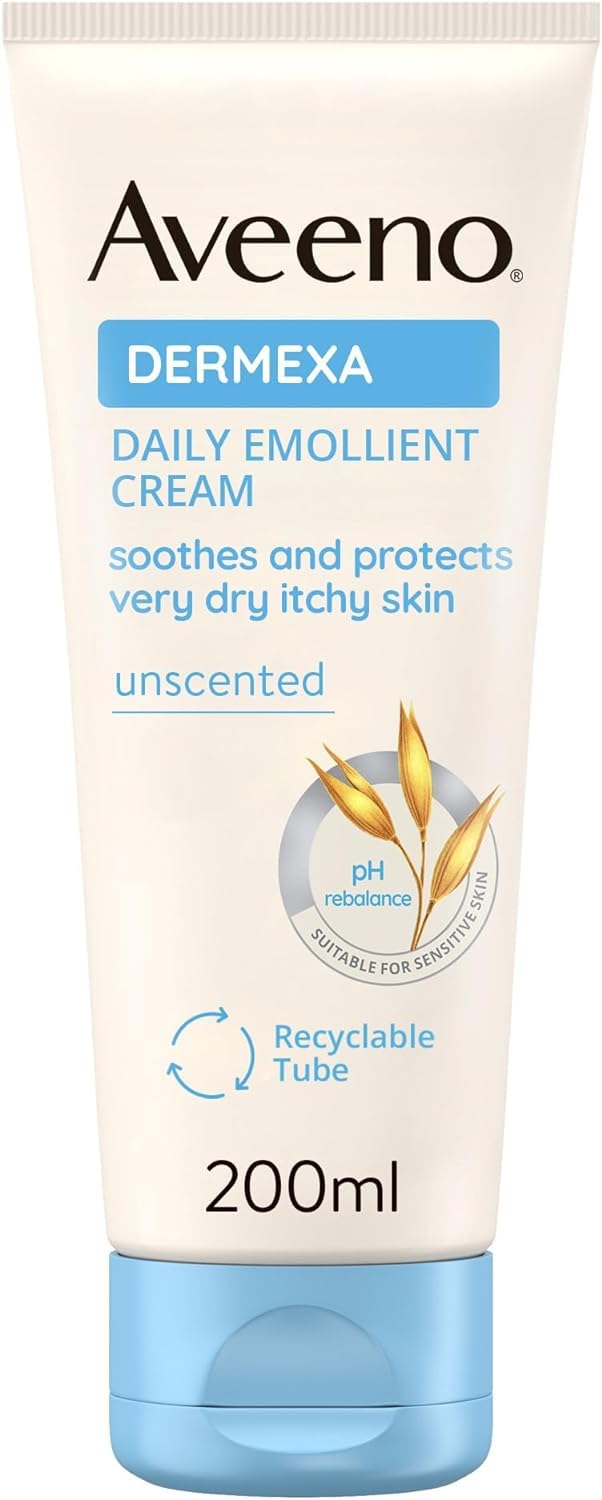 AVEENO Emollient Cream, Dermexa, Deeply Nourishes, helps to relieve and soothe very dry, irritable and atopic prone skin , fragrance free, 200mlAVEENO Emollient Cream, Dermexa, Deeply Nourish…