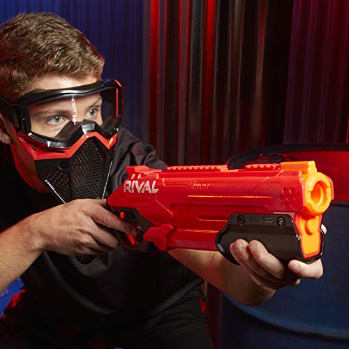 NERF - Rival Takedown XX-800 Blaster: Pistola neumática de acción, con carga posterior y capacidad de 8 balas, 27 m/s, con 8 balas oficiales - Equipo rojo