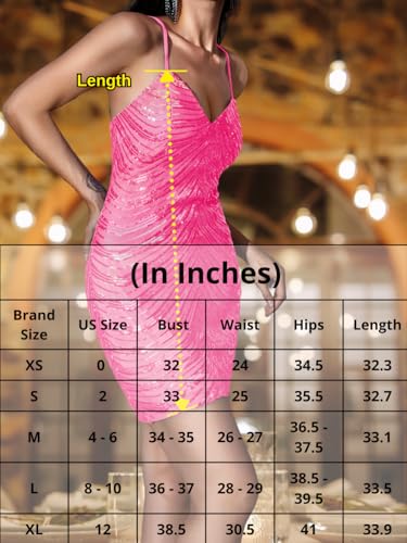 Image of Kaei&Shi Sequin Mini Dress,V Neck Spaghetti Strap Sparkly Prom Dresses for Women,Sexy Birthday Outfit HOCO Cocktail Nye Party
