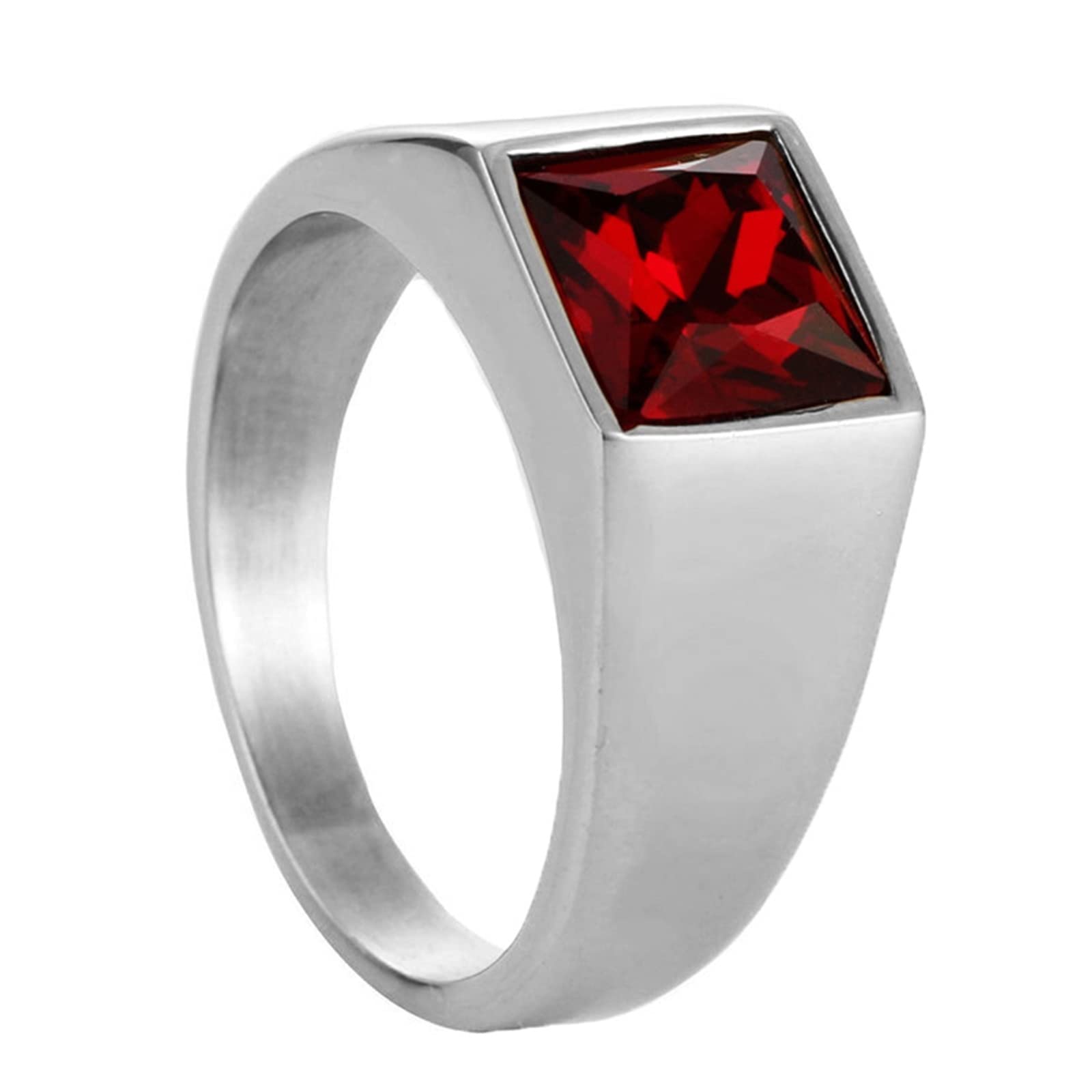 Edelstahlring Herren; Ringe für Männer, anpassbare Größe N 1/2 bis X 1/2, polierter Siegelring mit Zirkonia