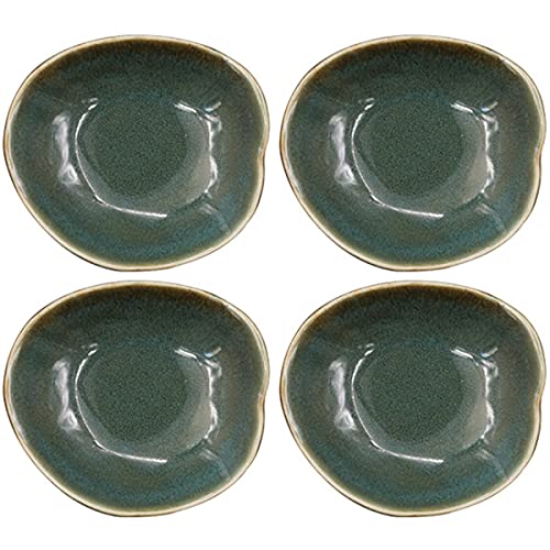 Sizikato 4pcs Irregular Shaped Porcelain Sauce Plate, 4-Inch Snack Plate Appetizer Plate