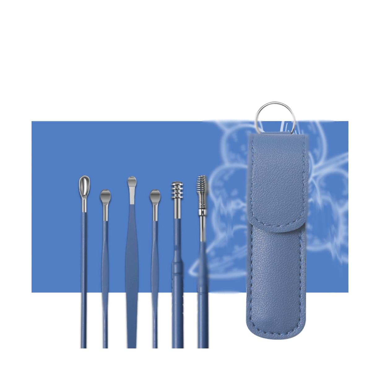 Ear Wax Removal Kit 6pcs Cleaner Tool Set Stainless Steel Spiral Ear Spoon for Ear Cleaning Kit Ear