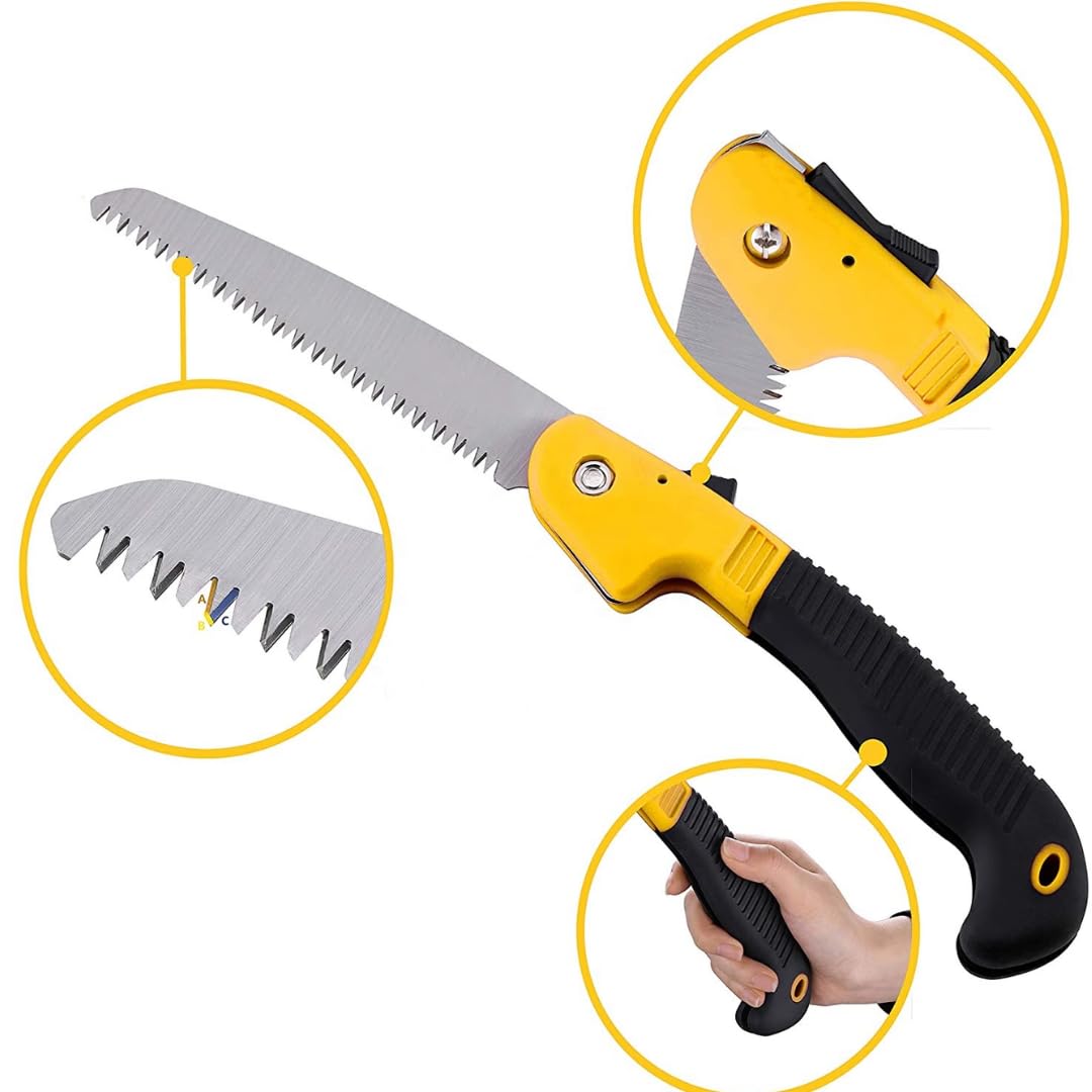 ŞAHİN TOOLS SHT-018 Katlanır Budama Testeresi - 18 cm Yüksek Karbonlu Çelik Bıçak, Ergonomik Tutuş, Üç Eksenli Özel Bileme, Hızlı Kesim (Fast Cut)