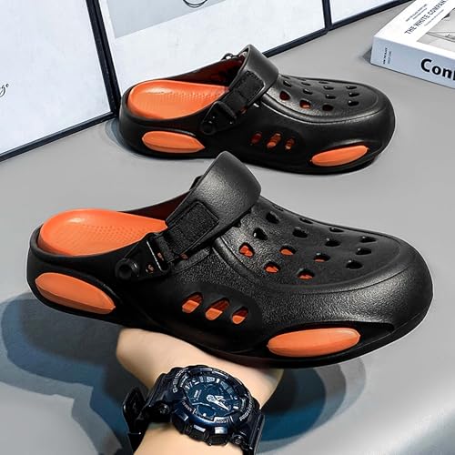 Thick soled sandals with a sense of poop and holes, men's hooded slippers, lightweight casual sandals3