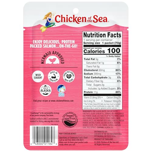 Image of Chicken of the Sea Salmon Salad Packet, Wild Caught, 2.5 oz, 12-Pack | Wild caught Alaskan pink salmon salad, no drain, 11g protein, skinless, boneless, ready to eat