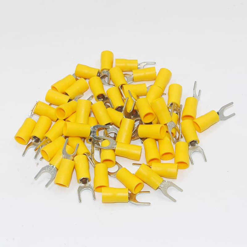 SV5.5-5 Yellow Furcate terminals Cable Wire Connector 1000PCS 16~14AWG #10 Yellow Furcate Fork Spade Crimp Terminals