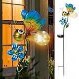Decorative Solar Lights Outdoor Solar Bee Stake Lights Metal Decorative Garden Lights Outdoor Waterproof Stakes for Pathway Yard Lawn Decoration Mothers Day Mom Gifts