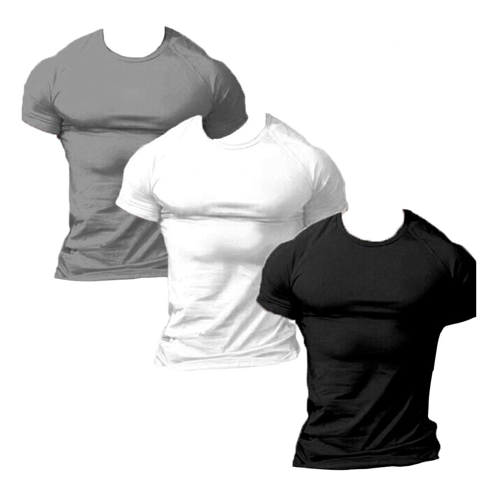 ZUEVI Men's Workout Shirts Slim Fit Athletic Bodybuilding T-Shirts Short Sleeve Tees