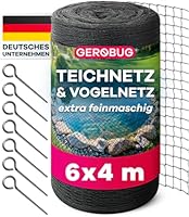 GEROBUG Teichnetz feinmaschig 6x4m - witterungs- & UV beständiges Teichnetz gegen Reiher - Vogelschutznetz, Laubnetz Teich, Hühner Netz feinmaschig, Vogelnetz, Laubschutznetz