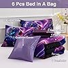 A Nice Night Galaxy 6pcs Bed in A Bag Purple and Blue Dreamy 3D Butterfly Printed, Butterflies Bedding Twin Comforter Set, for Girls Kids Teens #2