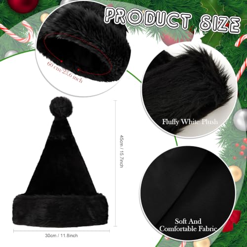 Image of Vicenpal 20 Pcs Santa Hats Bulk for Adults, Black, Classic