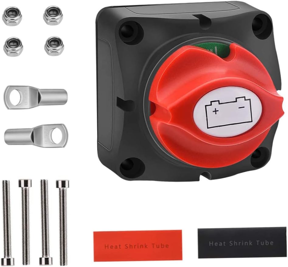 Battery Isolator Switch Leakage Power Disconnect Switch A701 200A with Termils Shrink Tubes Bolts for Boat Truck Battery Isolator