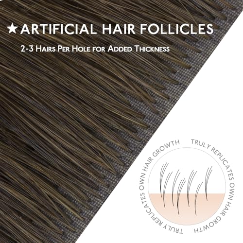 Image of WENNALIFE Invisi Edge Tape in Hair Extensions Human Hair,#4 /27 /4,22 Inch | 22 Inch 100g 40pcs (Invisi Edge & Classic) Balayage Chocolate Brown to Caramel Blonde Invisi Injected