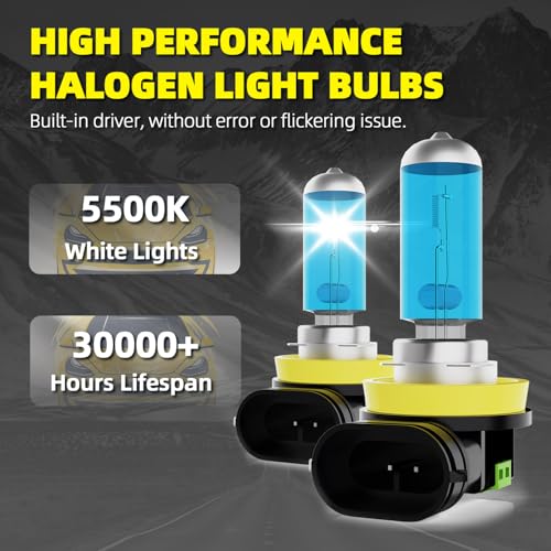 Image of Fog Lights Fit For Toyota Camry 2007-2014, Super Bright 5500K White Light High Performance H11 Halogen Fog Light Bulbs, 2PCS