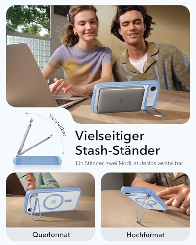 ESR Classic Hybrid für iPhone 17e/16e Hülle mit Flex-Ständer, Matt Hellblau – Ansicht 5