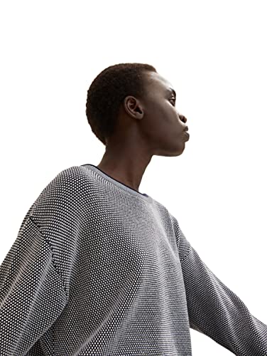 TOM TAILOR Damen Strickpullover aus Bio-Baumwolle 30582 - Navy Bubble Structure M
