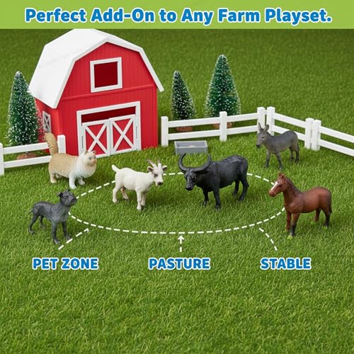 Image of SHAKTISM Farm Animal Toys Set - Realistic Farm Animal Figures for Kids, Educational Playset for Ages 3+ - Durable Plastic Toy Animals for Preschool & Toddler Learning (1205 Mini Farm 6Pc)