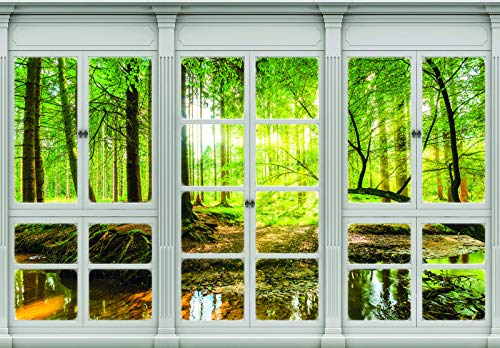 Forwall Fototapete Vlies Wanddeko Fenster Ausblick - Moderne Wanddekoration...