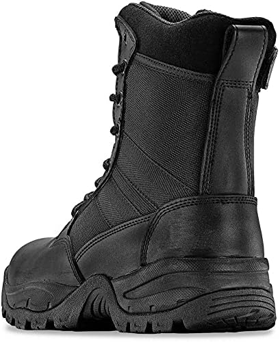 Maelstrom Tactical Combat Boots - Womens Lightweight Full Grain Leather Side Zipper Military Boots - 8" Heavy-Duty Leather Boots with Reinforced Toes (Army Black)