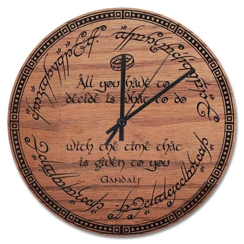ArogGeld Lord of The Wall Clock Rings Hobbit Tree Life Round Clocks Decor 15 Inch Battery Operated Large Decorative Silent Wood Hanging for Bedroom Living Room Clo