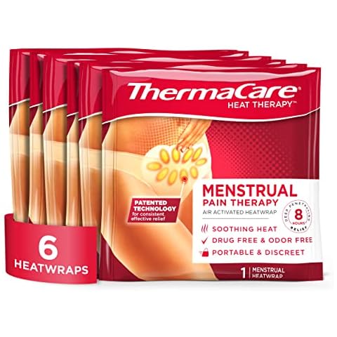 ThermaCare Portable Menstrual Heating Pad, Adhesive Period Therapy Heat Patches for Cramps and Backache Relief, HSA/FSA Eligible & Approved, 6 Count Cover