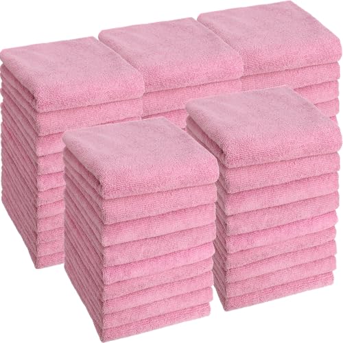 Image of Shimeyao 40 Pack Bleach Proof Towels Microfiber Absorbent Resistant Hair Hand Towels Bulk Quick Dry for Barber Gym Bath Spa Shaving (Pink,16 x 29 Inch)
