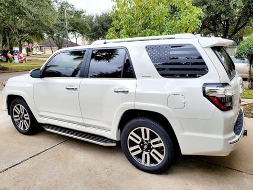 Image of CONGCONG Precut Quarter Window American Flag Decal Fit for Toyota 4Runner 5th Gen 2010-2023,Back Side Window USA Flag Matte Black Sticker.