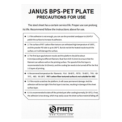 BCZAMD for Prusaa i3 MK2 MK3S+ MK4 MK52 Teil Neueste Platte JanusBPS-PET Plattform Gold Textured Powder PEI+PET Carbonn Fiberr Double Spring Steel Printing Surface Sheet Heated Build Plate-10X9.4in