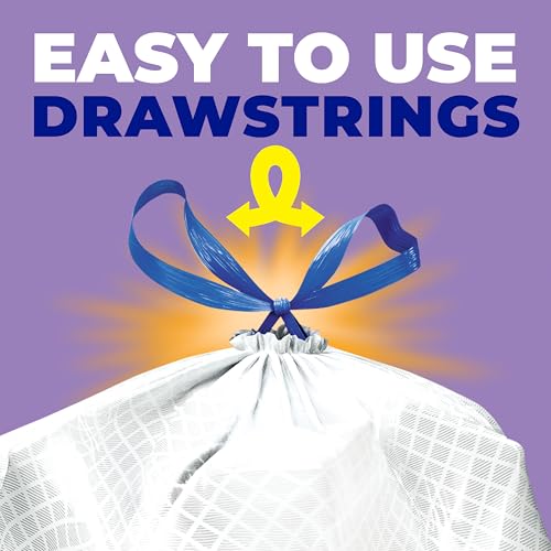 Image of Hefty Ultra Strong Signature Scents 13 Gallon Trash Bags, Lavender Vanilla Bliss Scent, Tall Kitchen Trash Bags with 25% More Scent Technology, White, 80 Count