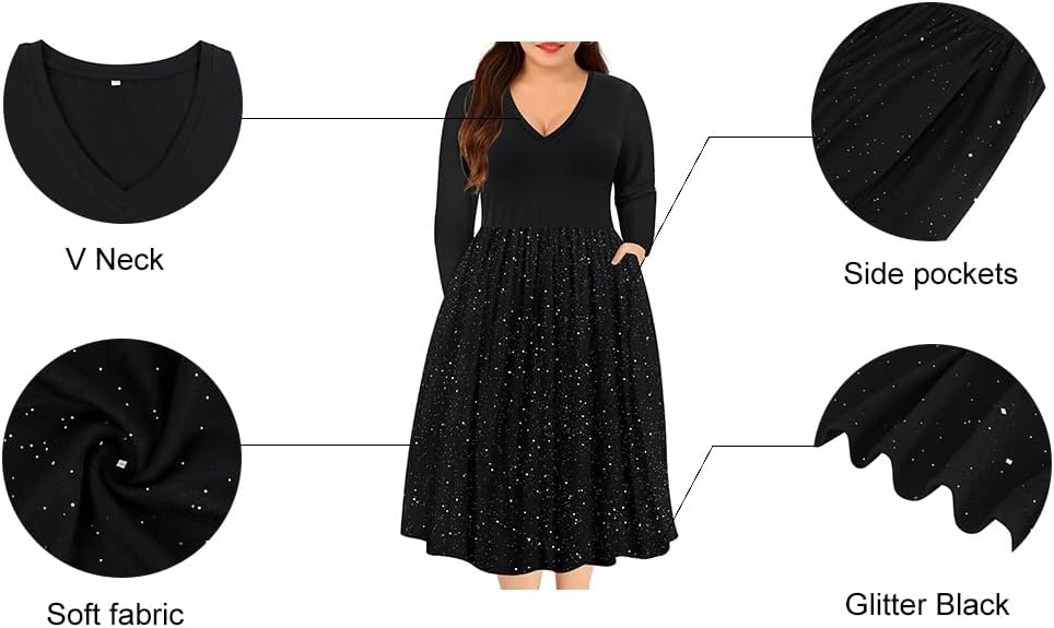 RITERA Plus Size Dresses for Curvy Women Long Sleeve Dress High Waisted Fall Winter Flowy Casual Dress XL-5XL - Image 6