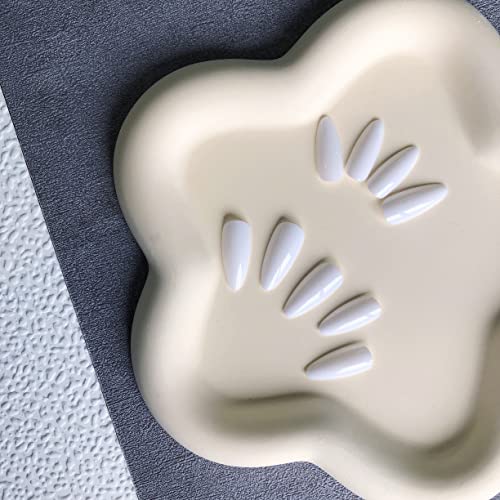 Milk White Press On Nails Almond,Kxamelie Fake Nails Medium Length Glue On Nails Almond Shape Nails Stick On,Solid Colored Shinny Like Perfect Gel Salon Press Ons For Daily Wear #TOP3
