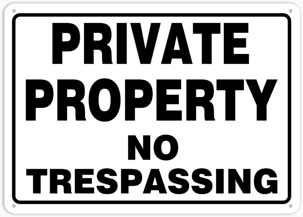 8"x12" Tin Metal Sign - Private Property No Trespassing - Decorative Wall Sign For Home, Gate, Garden, Bars, Restaurants
