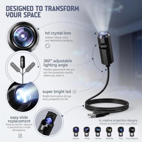 Image of 360-Degree Earth Projection Night Light, USB Star Lamp with Galaxy Display, Romantic Room Decor (Costom Animal)