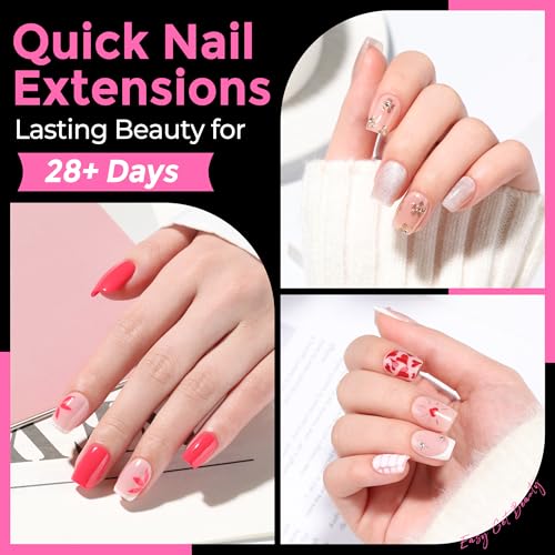 Image of UNA GELLA Short Square & Squoval Nail Tips 216pcs Pre-Etched Short Square Round Oval Press on Nails Squoval Clear Acrylic Fake Full Cover Gel Nails Tips for Nail Extensions Home DIY Salon 12 Sizes