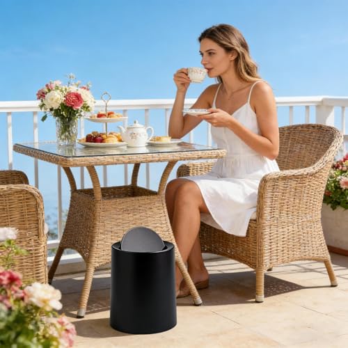 Poubelle de bureau ronde à deux compartiments table et tri sélectif compact