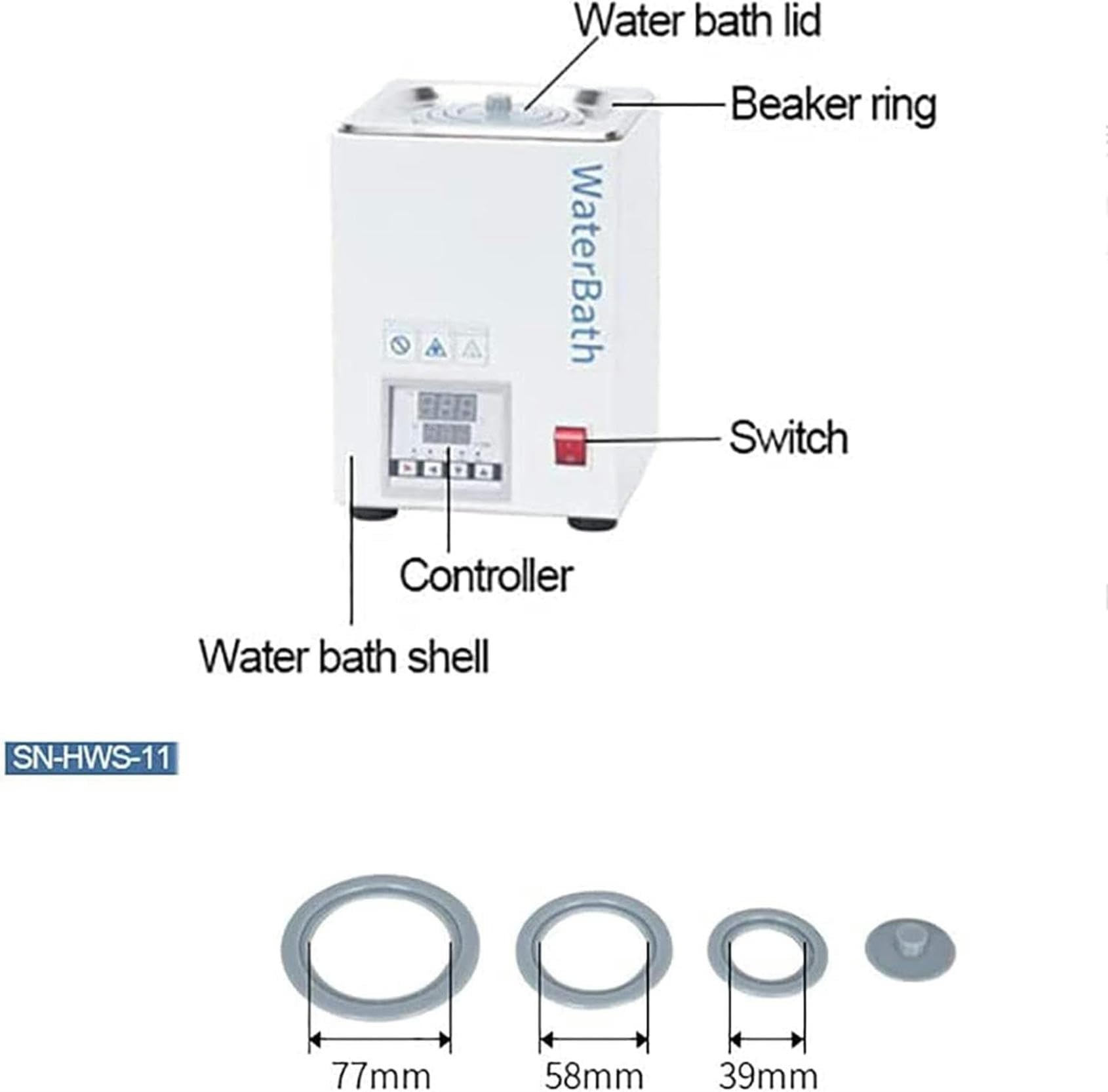 Baño María termostático eléctrico Digital, baño María de Laboratorio de 1 Orificio con Tapa Protectora, baño María termostático eléctrico para experimentos de Laboratorio