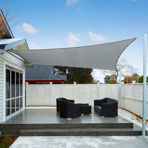 AXT SHADE Vela Ombreggiante Impermeabile Rettangolare 4x6m Tenda a Vela Parasole e Protezione Raggi UV per Esterno Terrazza Giardino-Grigio Chiaro