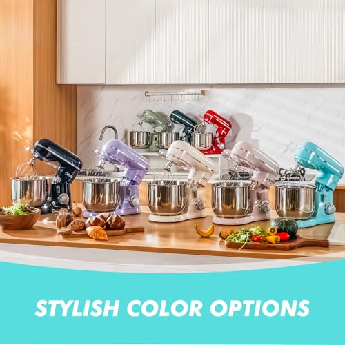 Image of Kitchen in the Box Stand Mixer, 3.5 QT Small Kitchen Electric Stand Mixers, 10-Speed Portable Lightweight Dough Mixer for Daily Use with Egg Whisk, Dough Hook, Beater (Blue)