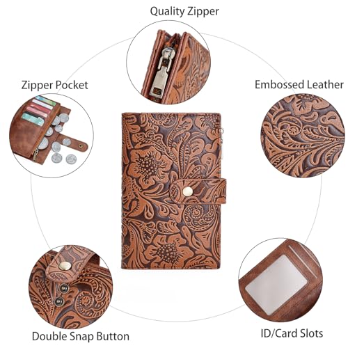 Image of GOIACII Women's Wallet RFID Blocking Leather Trifold Credit Card Holder