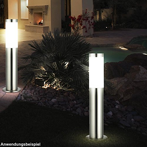 2er-Set Außenbereich Steh Lampe IP44 Beleuchtung Garten Leuchte Edelstahl modern - 9