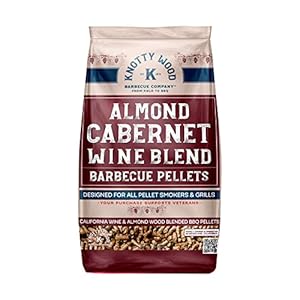 Knotty Wood Barbecue Company Almond Cabernet Cooking BBQ Grilling Pellets 100% Pure Natural Almond Wood No Fillers No Oils No Additives 20 lb Bag