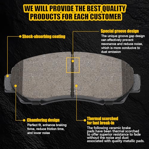 HYFTJYZ Ceramic Front and Rear Brake Pads Set Compatible with Select 2011 Honda Accord Crosstour(3.5L; AWD),For 2012-2016 CR-V(EX;EX-L;LX;SE;Touring);For 2012-2015 Crosstour (D1521+D1086) by HYFTJYZ - Image 2
