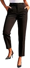 Roman Straight Leg Stretch Trousers for Women UK Ladies Work Office Smart Suit Pants Slacks Cigarette Tailored High Elasticated Waist Ankle Grazer Slim Angela