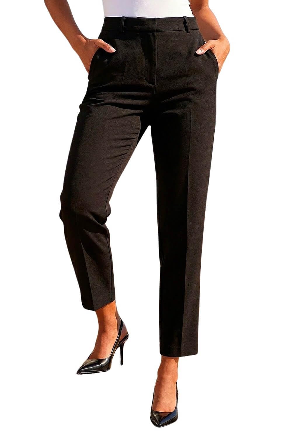 Roman Women's Black Straight Leg Stretch Trouser In Size 18
