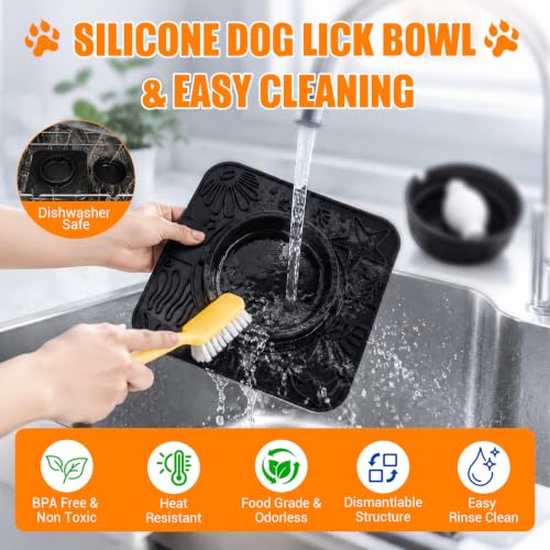 Image of Large Dog Lick Bowl with Rolling Ball, 500ML Slow Feeder Bowl with Lick Mat