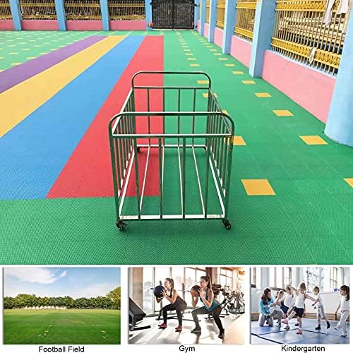 Basketball & Football Metal Rolling Ball Rack - Sports Ball Cart with 2 Lockable Wheels for Easy Storage, Perfect for Kindergarten, Garage & Sports Facilities