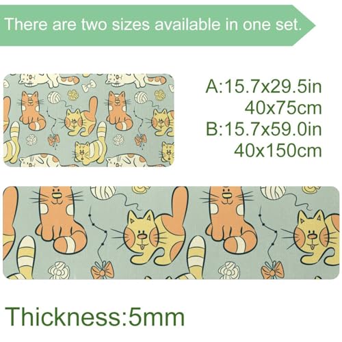 Tapis de cuisine lavables et absorbants à rayures chats - 4